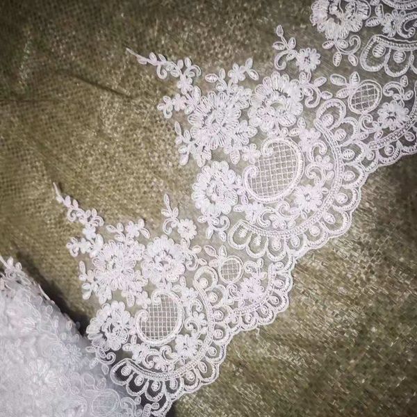 1 yard in stile europeo Pure White Ivory Fabrics in pizzo Fare Mattero Tiara Fai da te a corda di gioielli fatti a mano Floro di fiori larga 20 cm