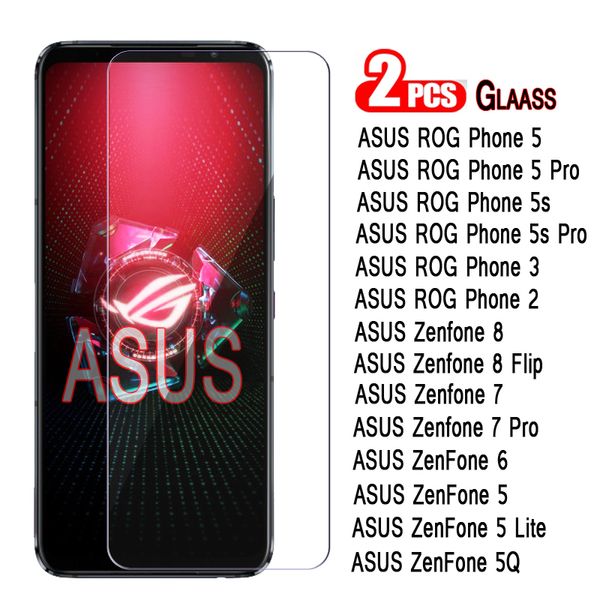 2-1pcs Glas für Asus Rog Telefon 3 25 5S Pro Cover-Beschützer für Asus Zenfone 8 7 6 5 5 Q Lite Pro Flip Front Screen Glas