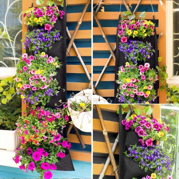 Plantador de jardim pendurado vertical, vasos de flores, layout, montagem na parede à prova d'água, bolsa de cultivo, uso interno e externo, novo design