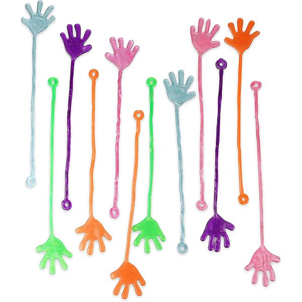 10pcs Neuheit Vinyl klebrige Hände für Kinder glitzernde lustige Farbdesigns Party bevorzugt Geburtstagsfeiern Spielzeug für sensorische Kindergeschenke