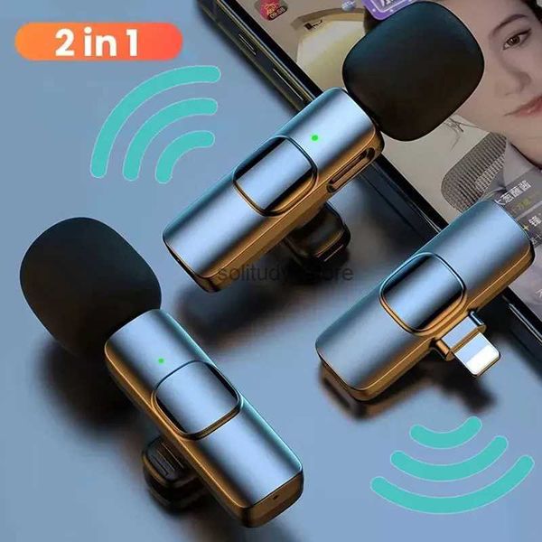 Микрофоны беспроводной лавальер микрофон для iPhone Audio и видеозапись Mini Android Mobile Live Streaming Game Portableq