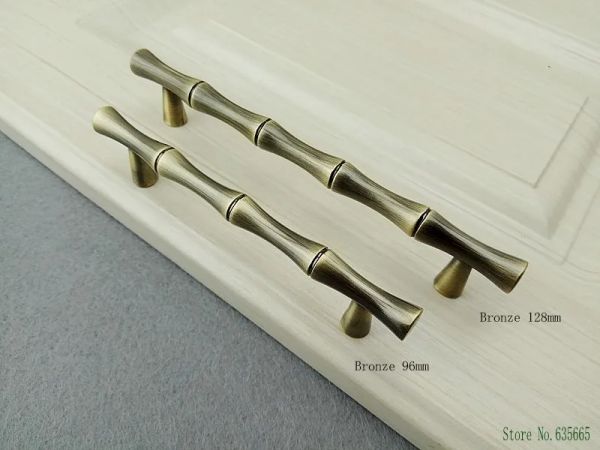 Bambusstil -Griff für Möbelhardware Chrom Bronze Griff Küchenschränke Tür Schubladenknauf Kleiderschrank Schrank Griff zieht Ziehungen