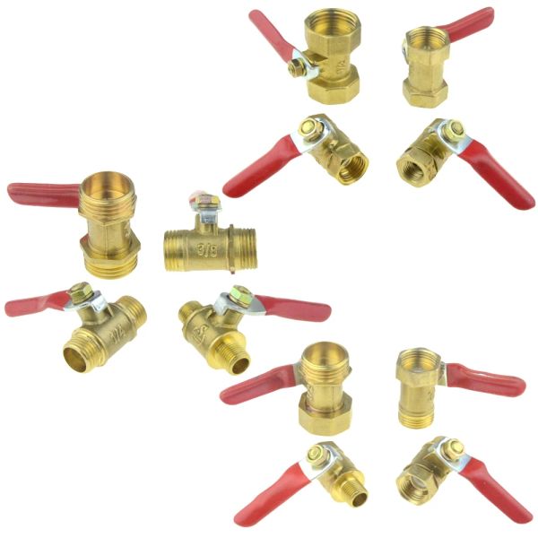 Válvula de esfera de fechamento de latão 6mm 8mm 10mm 12mm de água barb a água de água pneumática Connector de válvula de agulha 1/4 3/8 1/2 adaptador de ajuste de tubo macho