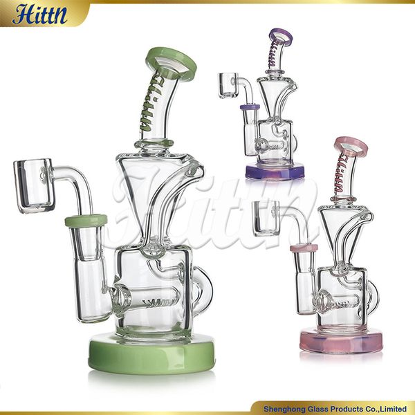 Hittn 2024 Новый переработчик Dab Rig Bong Small Conline Perc Hand Blound Стеклянная масляная установка курящая водяная труба с 14 -миллиметровой кварцевой Banger