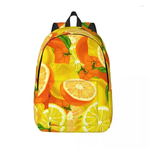 Bolsas de armazenamento para a bolsa escolar Aquarela limões de laranjas Backpack da escola de laptop de laptop de ombro