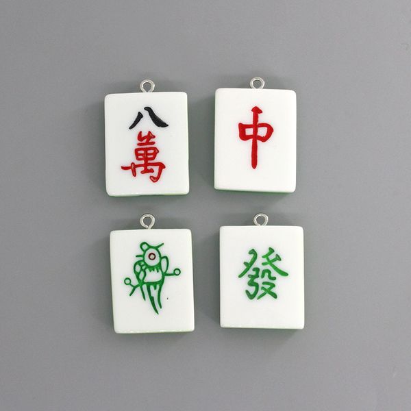 MIX 10PCS/PACK CARVING Chinesische Mahjong -Ohrring -Harz.