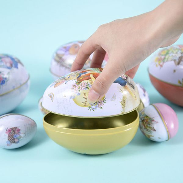 Metal Easter Evep Shape Candy Tin Tin Bunny Rabbit Box Candy Candy Festival Party Favor Favor Gift Packaging Decorações