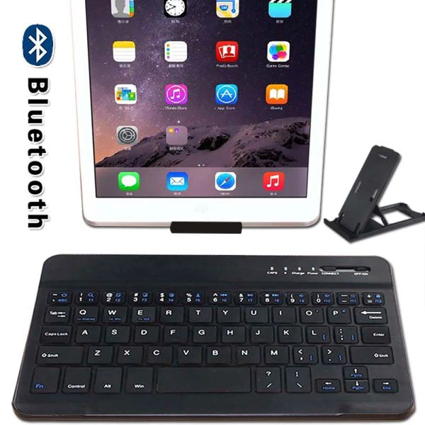 Клавиатуры тихий тонкая беспроводная клавиатура Bluetooth клавиатура для Apple iPad mini 1 2 3 4 5 Перезаряжаемая таблетка клавиатура + кронштейн