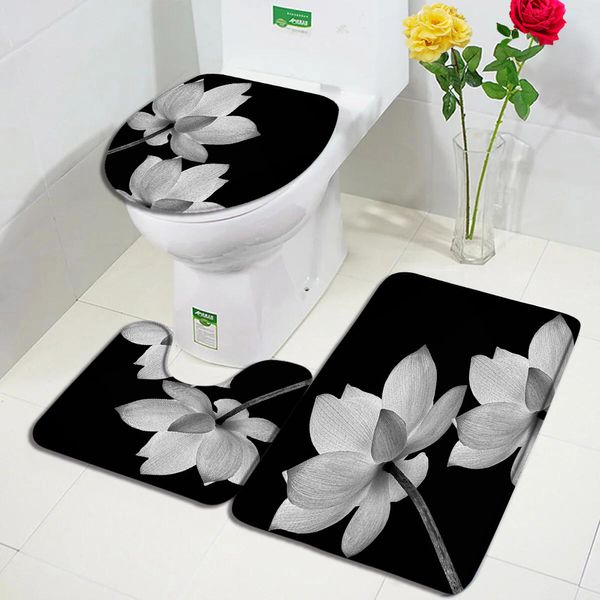 Tappetini da bagno in bambù Zen Buddha set di fiori di orchidea loto di loto giardino di pietra nera giardino paesaggio scenario del bagno tappeto tappeto tappeto tappetino tappetino