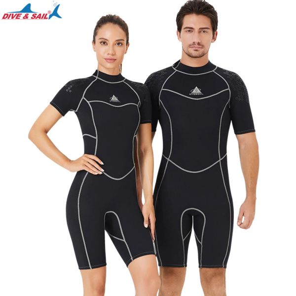 Vestidos de 3 mm de neoprene de uma peça de merda de merda de merda de manga curta de manga curta, macarrão quente de mergulho com mergulho de mergulho de mergulho de mergulho de mergulho