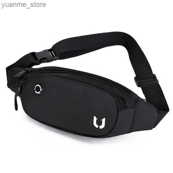 Sportsäcke Herren Nylon Black Tailentasche Fanny Pack Herren gerade Beinbeutel Hüfte Bum Back Bag Fahren Sie Motorrad Offroad-Tasche Y240410