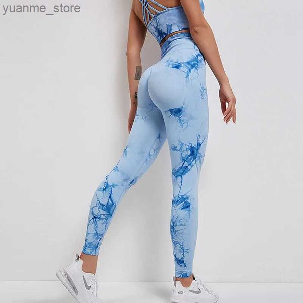 Yoga Outfits Women Active Wear Tie Tie Dye Yoga Booty Scrunch Leggings Gym Workout Fitness in esecuzione tintura tintura Legging Y240410