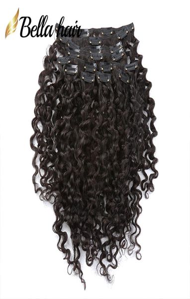 Clipe inon Extensões de cabelo humano tecela de cabelo lisado corpo cacheado onda profunda negra de trama dupla virgem dupla 21clips 10Pieces6329170