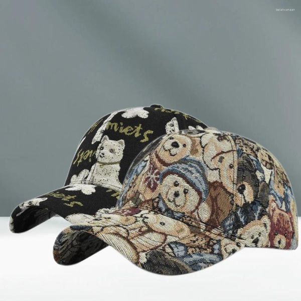 Caps de bola impressão de cachorro fofo urso boné de beisebol moda pequena algodão snapback cartoon unissex-tens
