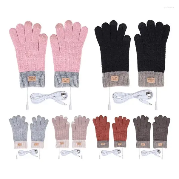 Decken USB wiederaufladbare beheizte Handschuhe Touchscreen Winter Wärme Strickwolle Handwärmer für Frauen Kinder Jagd Campingdecke