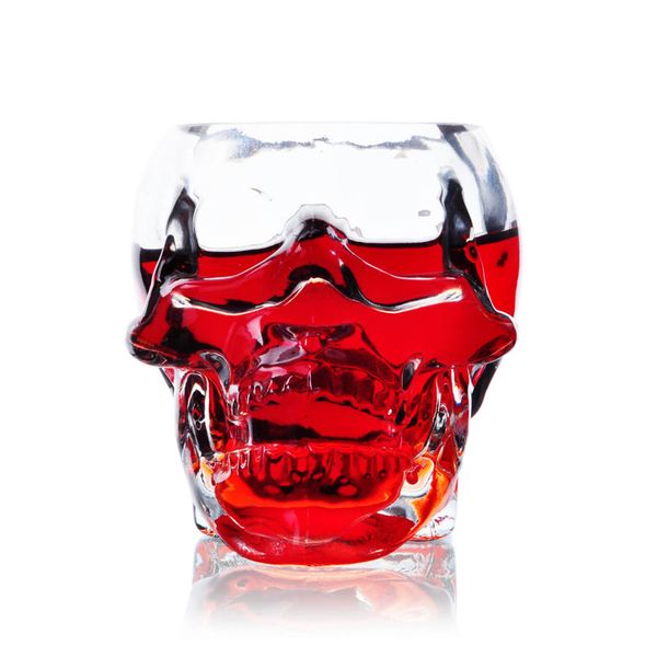 Transparent Crystal Skull Head Shot Glass Tasse für Whisky Wein Wodka Gothic für heimische Barware -Getränkewhkenweinschädel