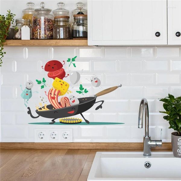 Adesivos de parede de parede de cozinha criativa panela de cozinha à prova de óleo de alta temperatura de alta temperatura decalque renovado decoração de papel de casa