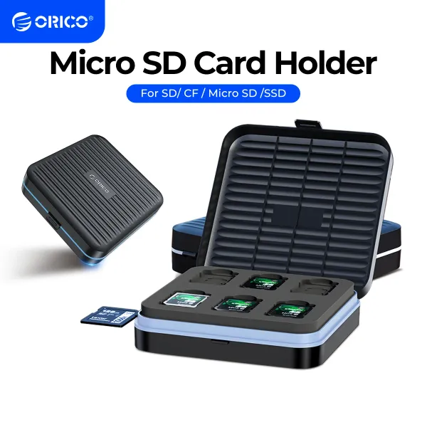 Fälle Orico SD Card Case Micro SD -Kartenhalter Fall Soft Foam Interior Memory Card Storage Box für SSD/CF/SD -Kartenhalter Organizer