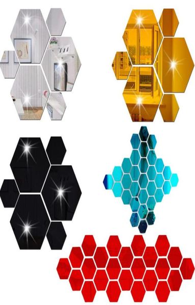 12pcsset 3D Altıgen Ayna Çıkartması Akrilik Duvar Dekorasyonu Ev Dekorasyon Aksesuarları Oturma Odası Sanat Duvar Kağıdı Çıkartmaları4522858