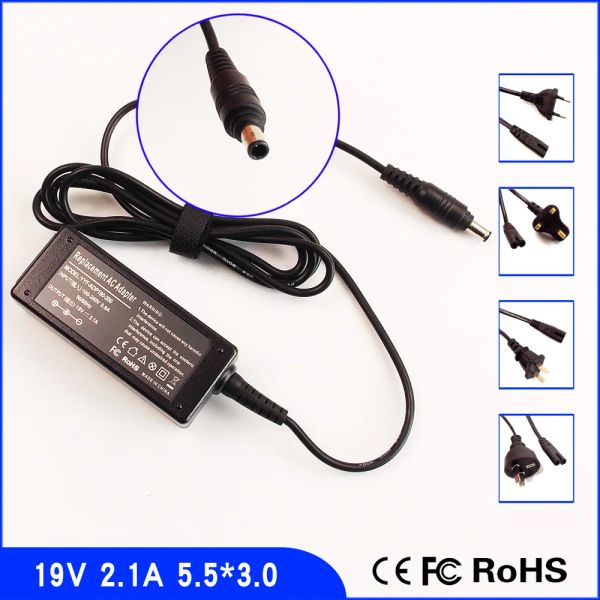 Adaptador 19V 2.1a Adaptador de adaptador AC ADAPTER + CANTO PARA SAMSUNG AD4019 AD6019 AP04214UV ADP60ZH A BA4400243A AAPA2N40W