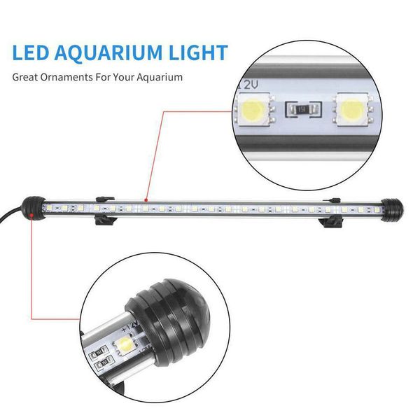 Renk Mavi Akvaryum Tropikal Balık Tankı IP68 Su Geçirmez 5050SMD LED Işık Çubuğu Dalgıç Strip Aydınlatma 18cm/28cm/38cm/48cm