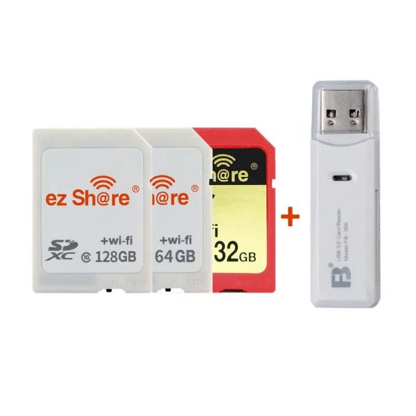 Kartlar Orijinal EZ Paylaşım Memory SD WiFi 32GB 16G Kablosuz Paylaşım Kart Sınıfı 10 64G 128G Canon/Nikon/Sony Kart Ücretsiz Kart Okuyucu