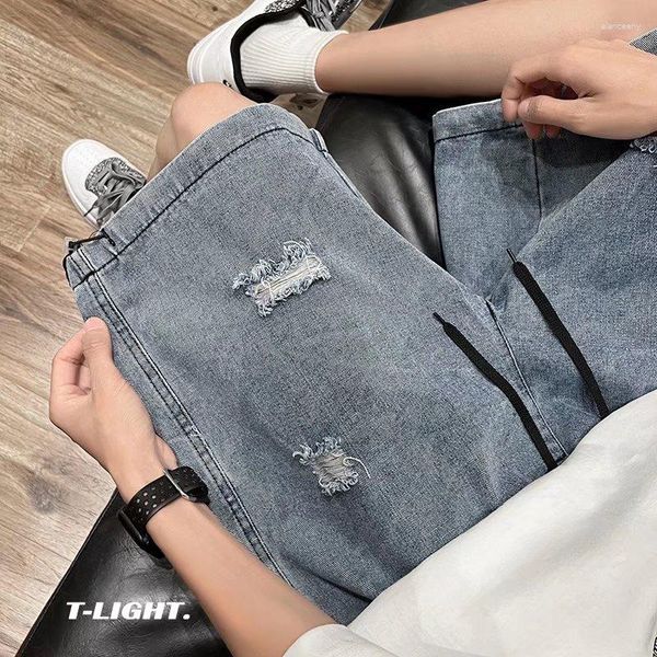 Herren Jeans zerrissen Denim Shorts Loose Trendy Outer Wear Fifth Hosen Ins Plus Size Pirat Reithote Sommer dünn