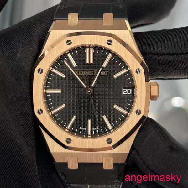 Ap Moissanite Wrist Watch Royal Oak Series 15510or.oo.d002cr.02 Rose Gold Black Face Motion Fashion Leisure Business Watch