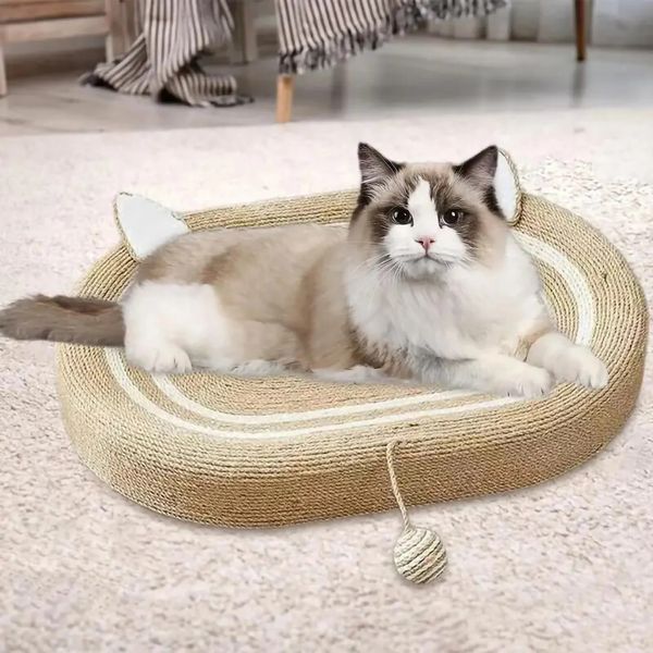 Bacia de sisal de sisal feita de gato de pista de gatos Toys de gatos de gato não solta escória confortável gato de gato tapetes de estimação