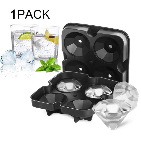 Silicone Ice Cube Bandejas de diamante de diamante 4 grades de sorvete molde Moldes Fruit Cube Molds dr