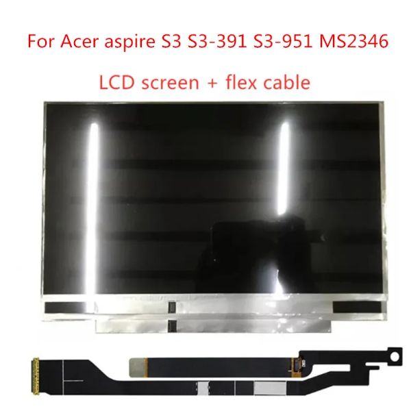 Tela 13,3 polegada para Acer S3951 S3391 S32464G Laptop LCD Screen B133XW03 V3 B133XTF01.0 B133XTF01.1 B133XTF01.2 Com o cabo livre