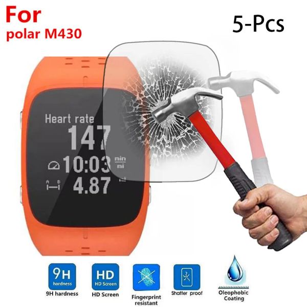 Copertina da 5 pezzi per polar m430 sport smart orologio giun-12A Schermo di vetro temperato Dispositivi indossabili Smartwatch Relogio Inteligente