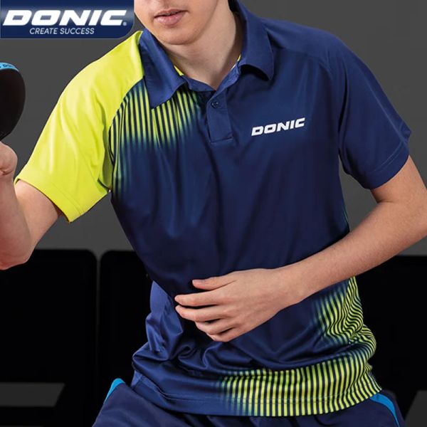 T-shirt Donic Tavolo da tennis Jersey uomini Donne Magliette traspirabili per ping a manica corta camicia sportiva secca veloce