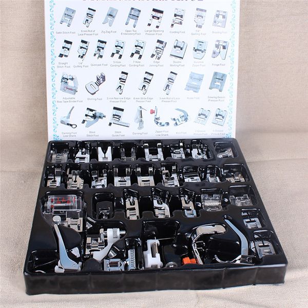 11/32/42pcs mini máquina de costura doméstica Sortuta de cegos Kit Darning Presser Feet Kit Set para o irmão Singer Janome