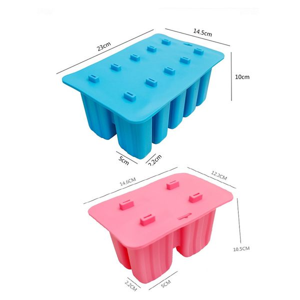 Freezer de sobremesa 4/10 Cavidade Silicone Popsicle Ice Cream Mold com capa Diy Lolly Lolly suco de fruta Cuba de gelo