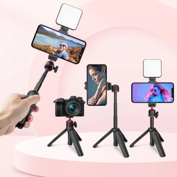 Tripodi LUXCEO 2pcs piccolo mini treppiede fotografia Light Stand per clip per smartphone per la luce della fotocamera