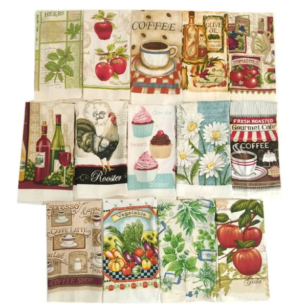 1pc 38x65 cm dünn Back Western Food American Style Küche Drucktetuch Serviette Cover Tuch