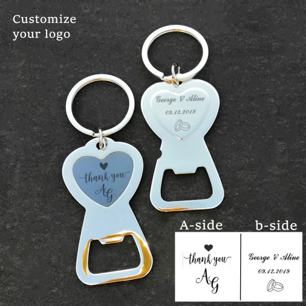 50x Personalisierte Hochzeitsgeschenke für Gäste Souvenirs bevorzugen Liebe Herzschlüsselende Flaschenöffner Schlüsselbundgeschenk Geschenk Souvenir