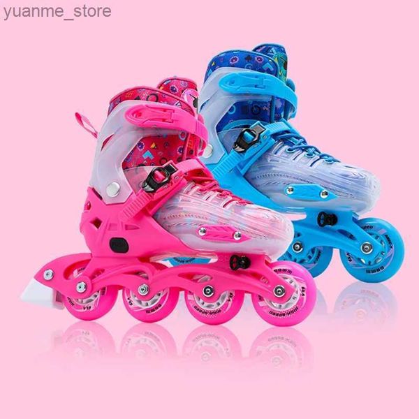 Roller em linha patins crianças filhos Inline Roller Skate Shoes 4 Wheels Sneakers Beginner Boy and Girl ao ar livre Sapatos de patinação interna Parkour Presente Runway Y240410