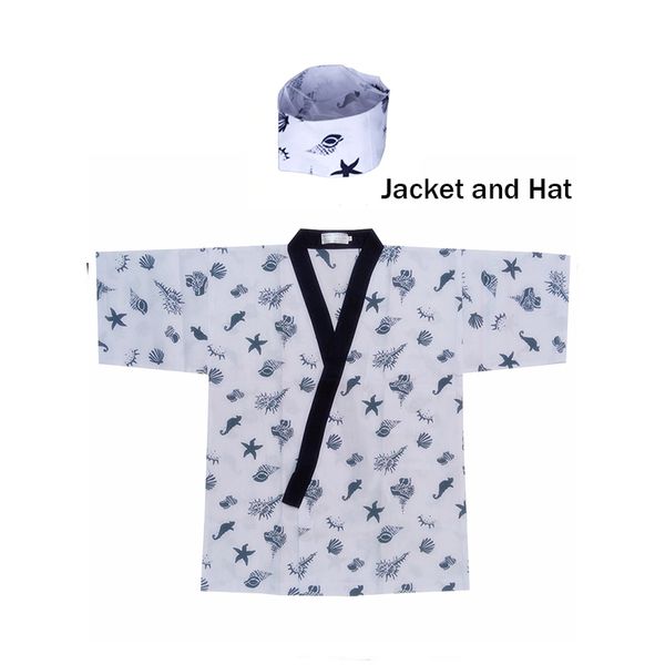 Sushi Chef Jacket Japan Catering Services Zephyr Print Print Hat Рубашка для ресторана кухня униформа для кепки отель официант рабочая одежда