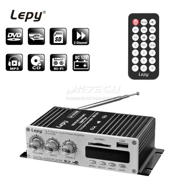 Amplifier LPA7 USB Lepy Digital Player Bluetooth 4.2 Version Car Power HiFi Stereo Audio Amplifier 2ch 20W RMS Home AMP SD CD DVD MP3 FM