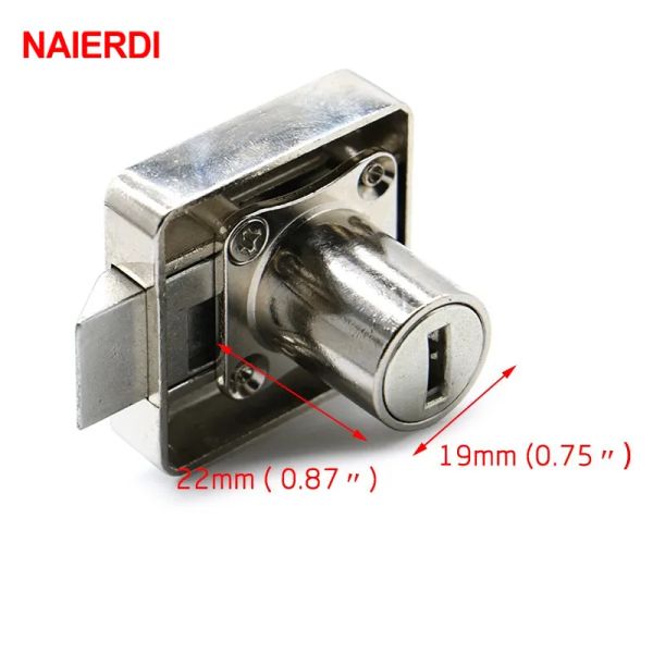 Naierdi 338 série ATUOMAomic Copper Furniture Gavet Locks Cabinet Core de trava de 19 mm com teclas de computador para hardware de móveis