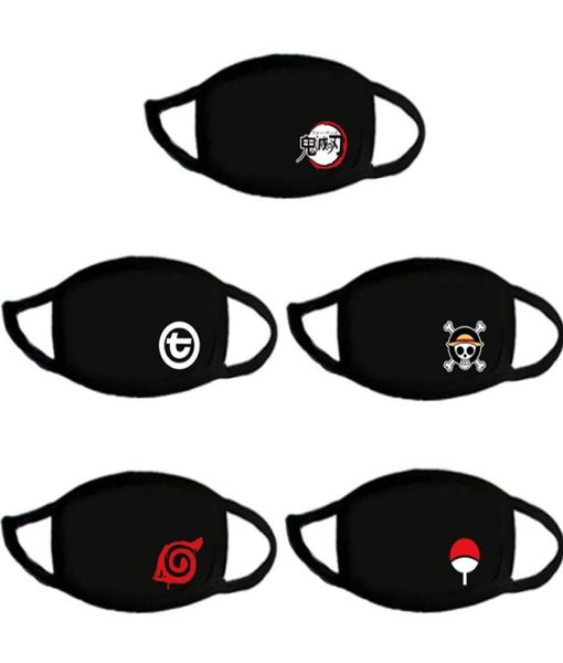 Anime Print Face Maske Erwachsene Kinder Spaß unter der Halbhälfte Mund Muffle Muffle wiederverwendbares waschbares Anti -Staub -Baumwollschutzmaske Black2050591