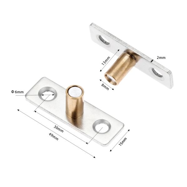 2PCS Metal Wooden Door / Porta deslizante Localizador de guia Tom de cobre 8mm 10mm 12mm dia.Cabeça 49*15mm de porta de hardware da porta paradas