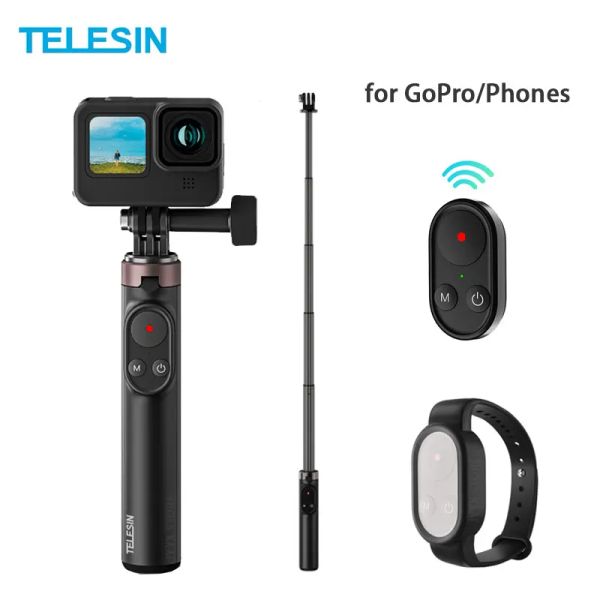 Monopods Telesin Selfie Sopa Kablosuz Bluetooth Uzaktan Kumanda Monopod Tripod Telefonlar için GoPro Hero 10 GoPro 9 8 Maksimum Uzatma Çubuğu