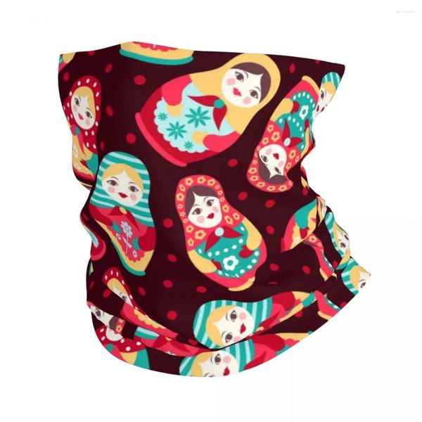 Lenços matryoshka russo Padrão de boneca bandana pescoço de pescoço desenho anime anime xadrez balaclavas enfrentam lenço de cabeça quente de fita de cabeça adulta