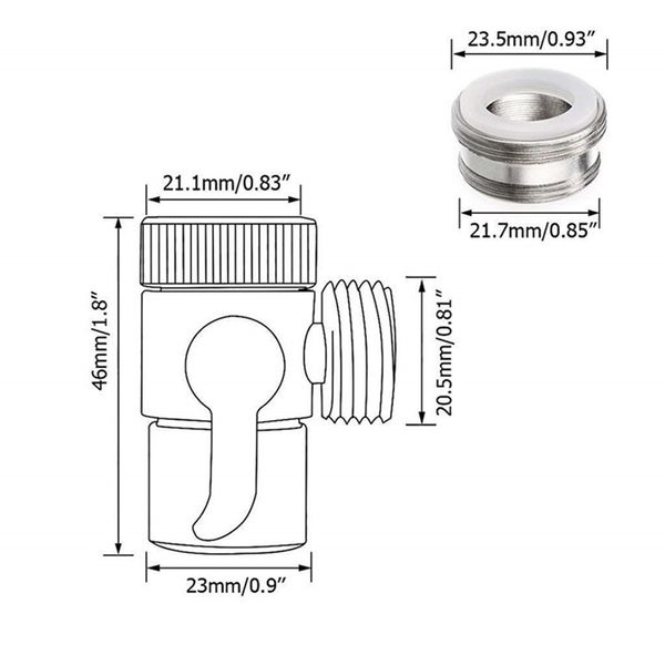 Connettore di rubinetto per la porta dell'acqua del deviatore del lavandino del lavandino per la cucina per l'adattatore del rubinetto della doccia bidata