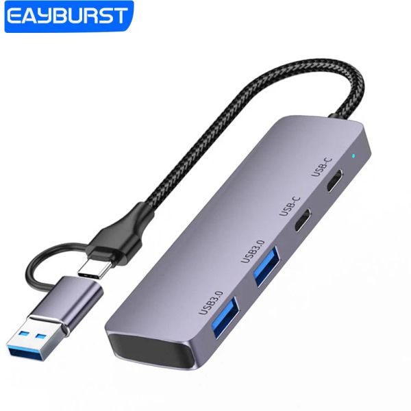 Hubs USB Hub 4 em 1 USB Tipo C para USB 3.0 Splitter multiporto para PC Laptop Acessórios para celular Adaptador Conversor USB 3.0 Hub