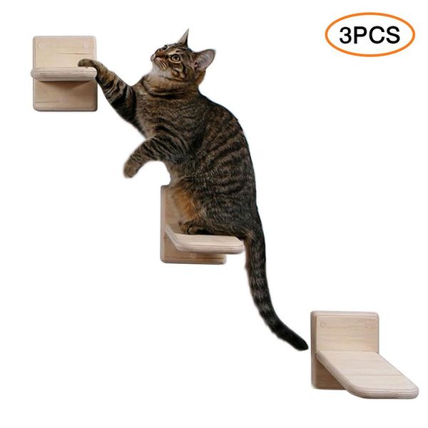 Wholesale3pcs /1 pezzi per gatto montato a parete cucciolo gatto gatto giocattoli per petatore di legno gatto pescela per gatta