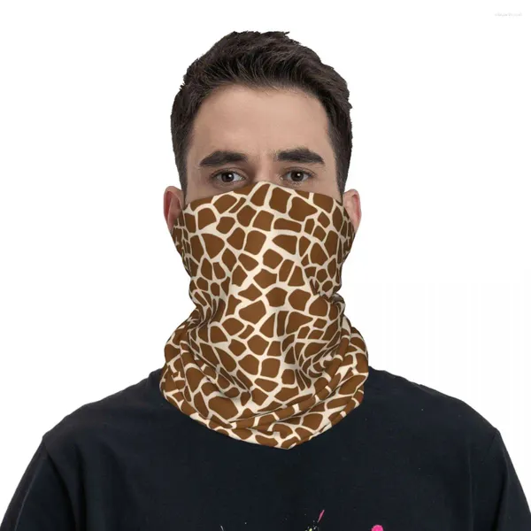 Lenços fofos engraçados de desenho animado giraffe skin bandana pescoço gaita estampada lenço de lenço quente máscara facial pesca unissex adulto à prova de vento